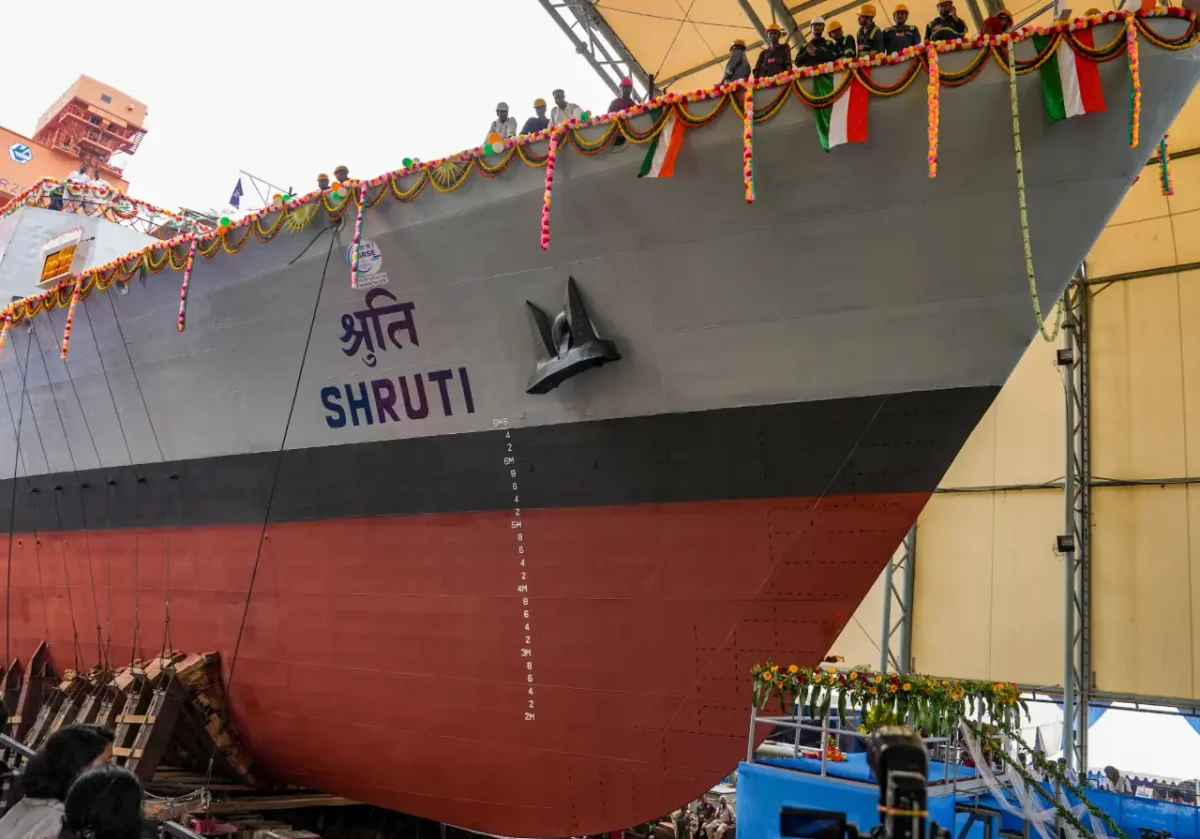 GRSE कोलकाता येथे भारतीय नौदलाच्या ‘श्रुती (Shruti)' या NGOPV चे जलावतरण